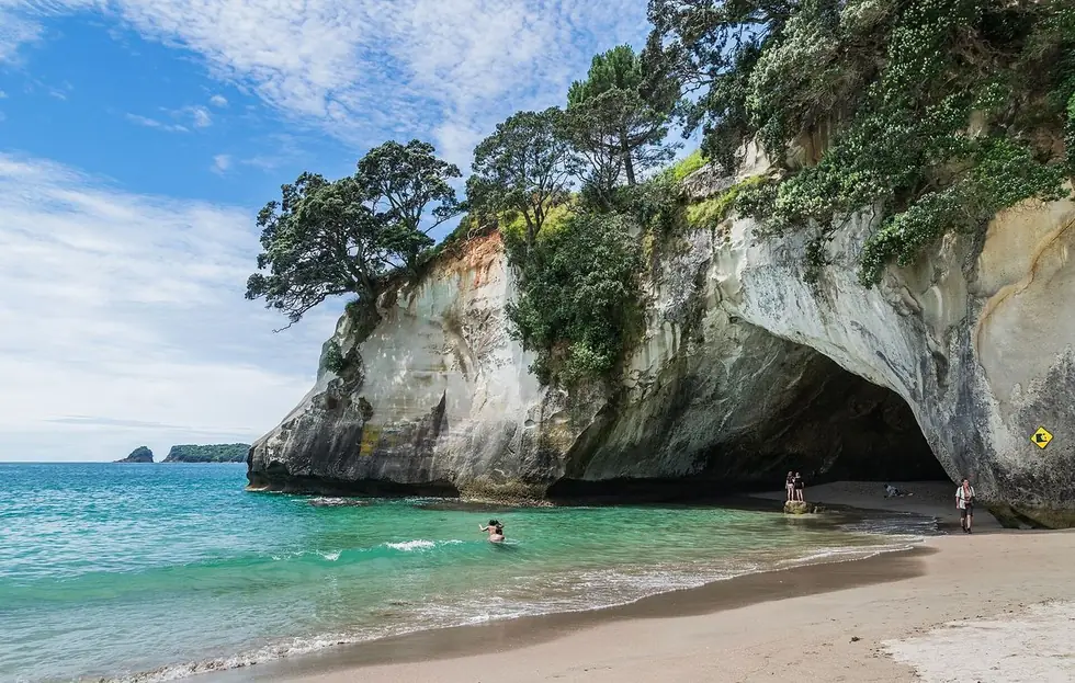 Cathedral Cove — the cavern eroded through the headland