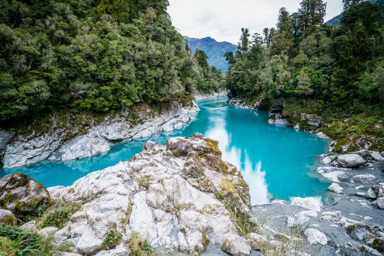 Hokitika Gorge — the river carrying glacial rock flour through West Coast rainforest