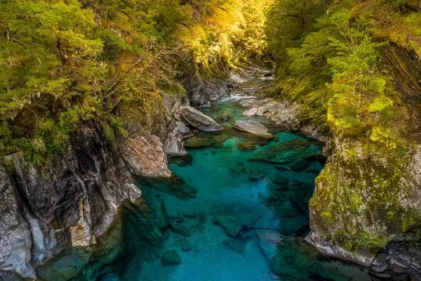 Blue Pools — looking down into the river