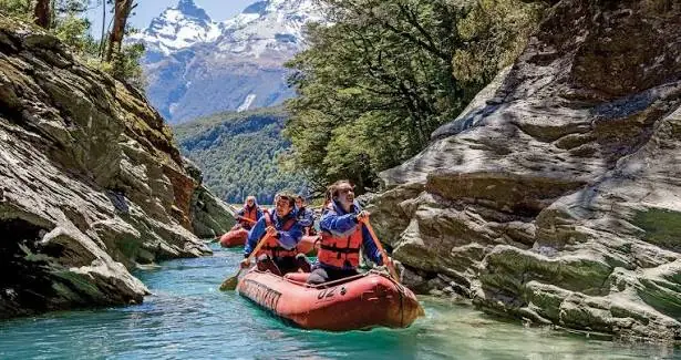 Funyaks on the way back down — the current does the work