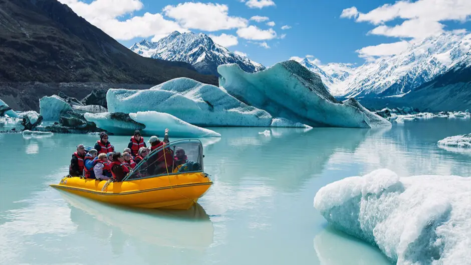 Among the icebergs on the Tasman Glacier terminal lake