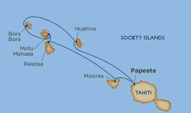 The route &mdash; Papeete, Raiatea, Tahaʻa, Bora Bora, Huahine, Moorea, Papeete